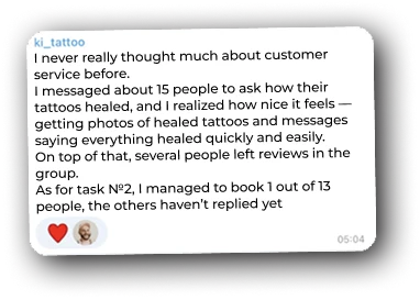 Artist feedback — reviews in the group