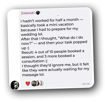 Artist feedback — 4 booked a session, 3 a consultation